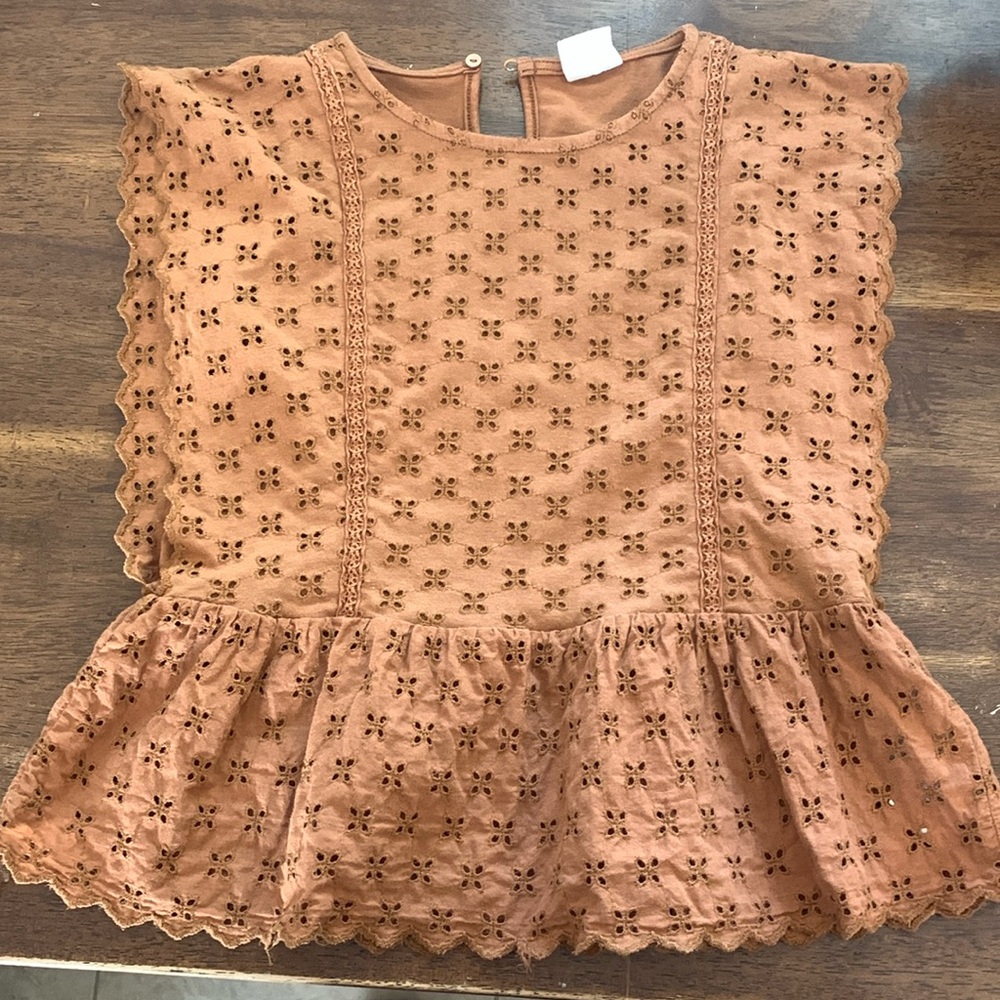 Brown aqua eye flutter top from Zara